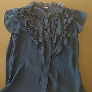 Banana Republic sheer navy blouse